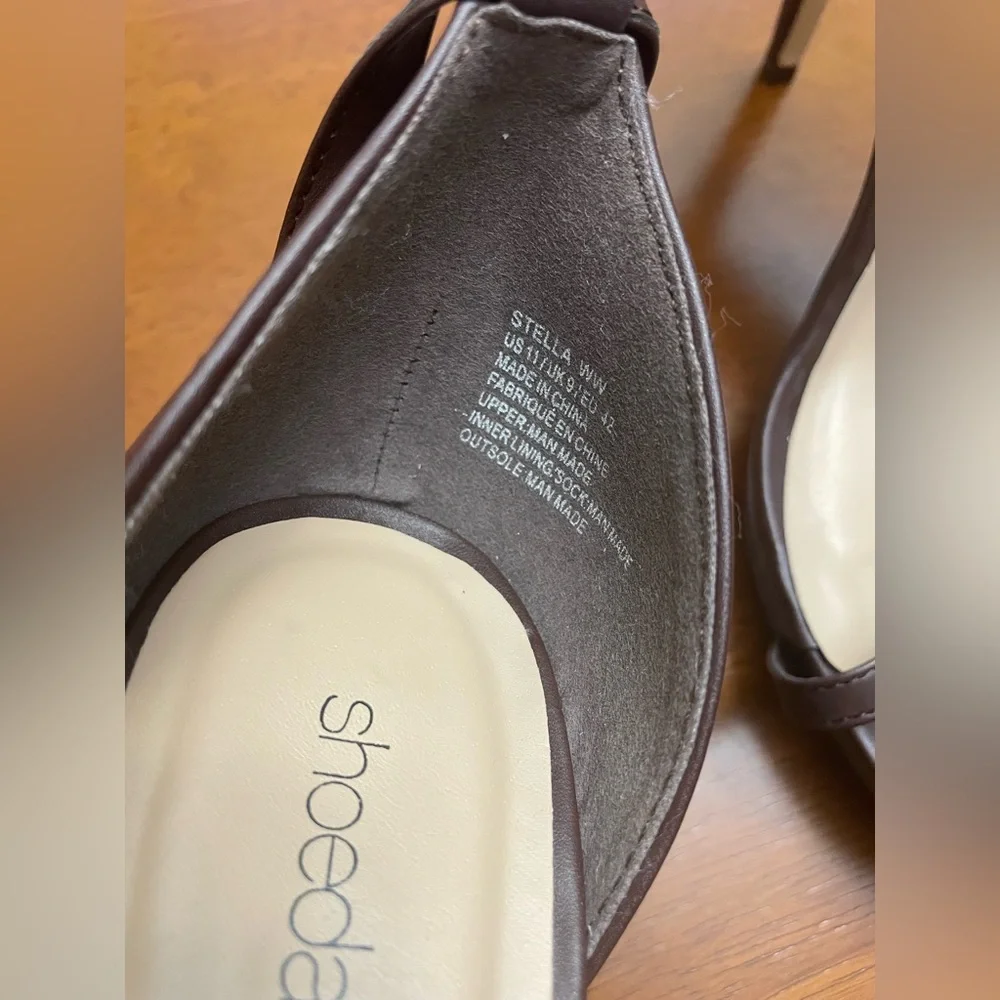 NEW SHOEDAZZLE STELLA  DARK BROWN HEELS - Picture 6 of 6